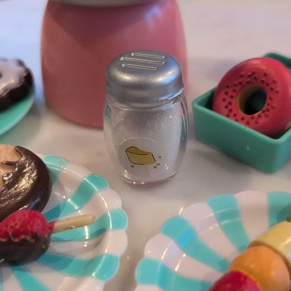 Dollhouse Miniatures Food & Drink Lot Donuts Plates Milkshake Sugar Sweet Treats